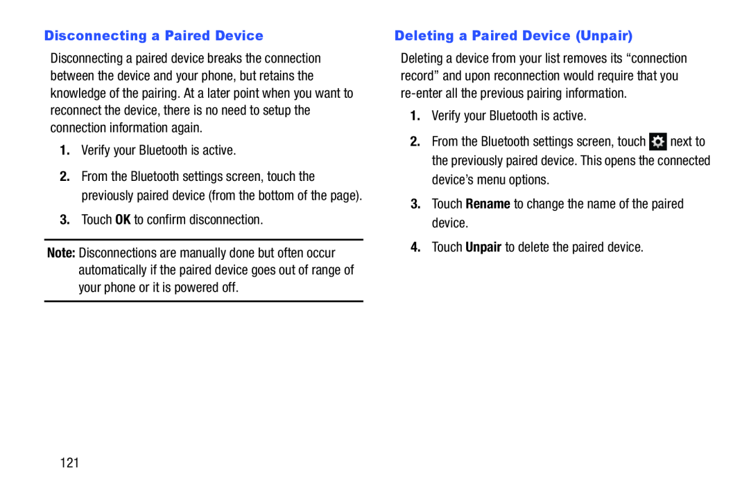 4.Touch Unpair to delete the paired device Galaxy S III Developer Edition Verizon