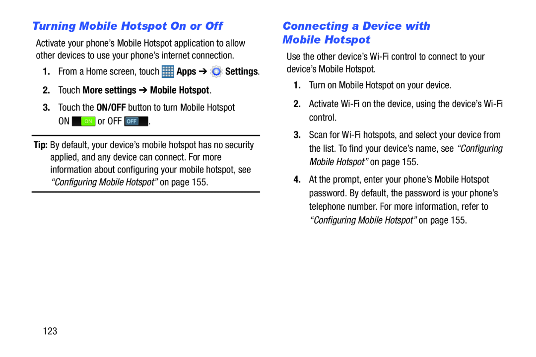 Turning Mobile Hotspot On or Off Connecting a Device with