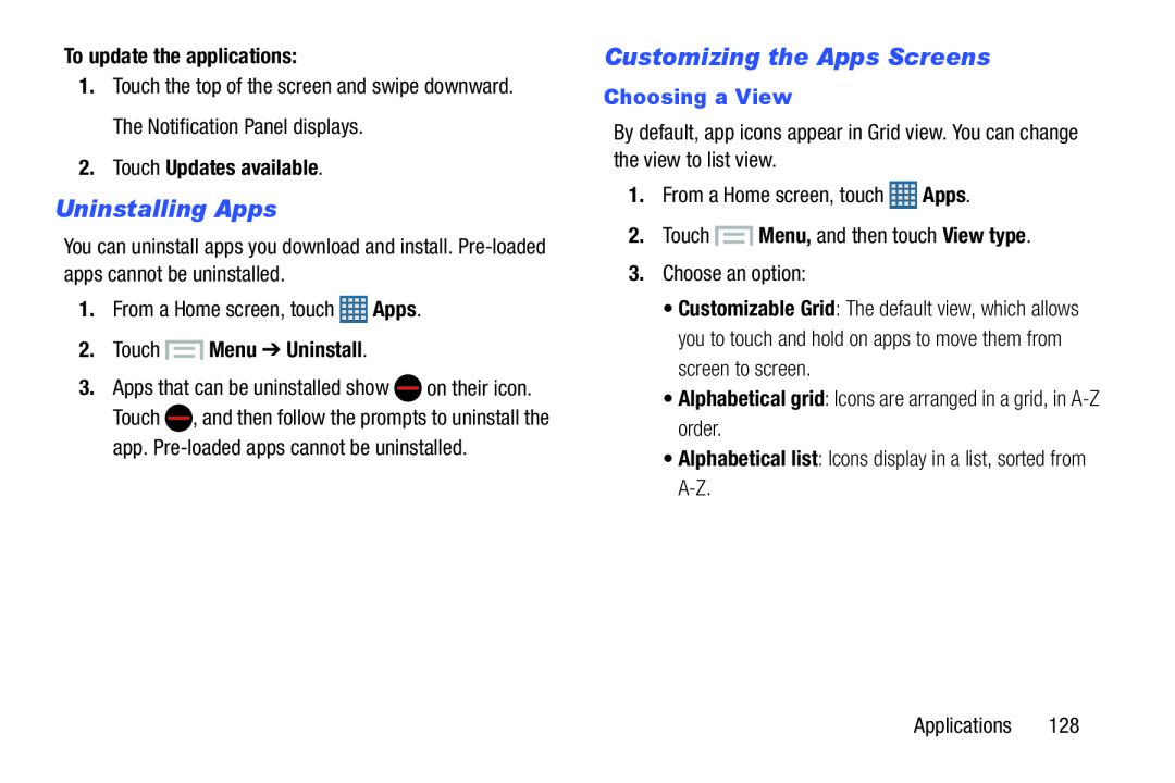 Customizing the Apps Screens Galaxy S III Developer Edition Verizon