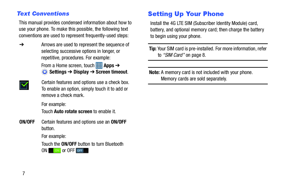 Text Conventions Galaxy S III Developer Edition Verizon