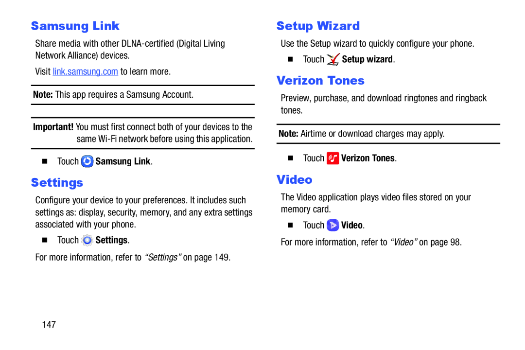 Samsung Link Settings