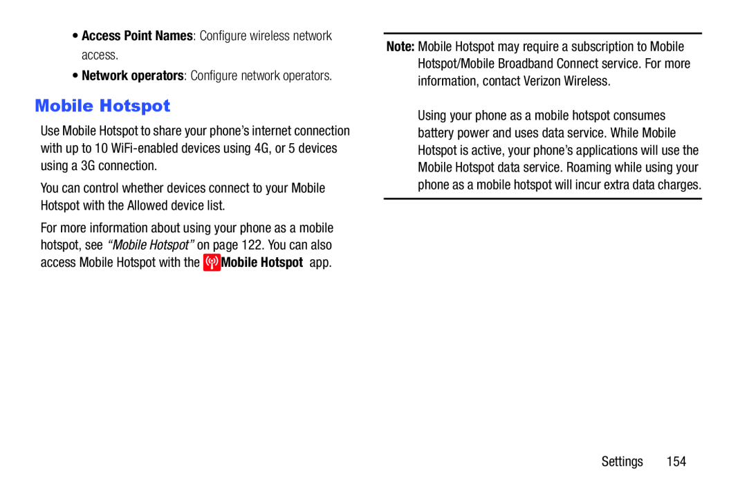 •Network operators: Configure network operators Settings