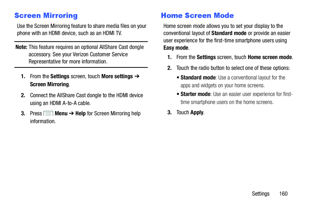 Screen Mirroring Home Screen Mode