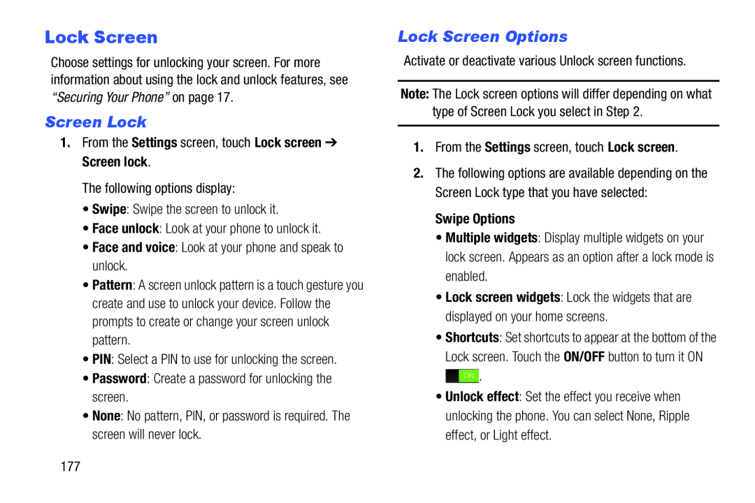 Lock Screen Options Galaxy S III Developer Edition Verizon