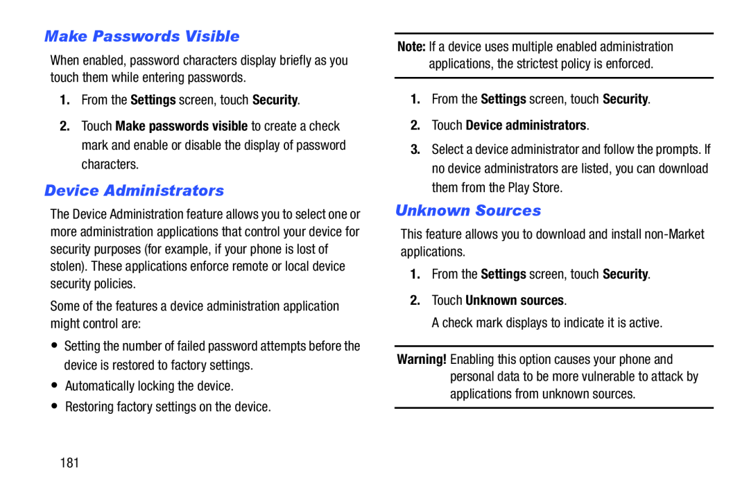 Device Administrators Galaxy S III Developer Edition Verizon