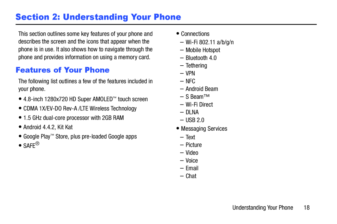 Features of Your Phone Galaxy S III Developer Edition Verizon