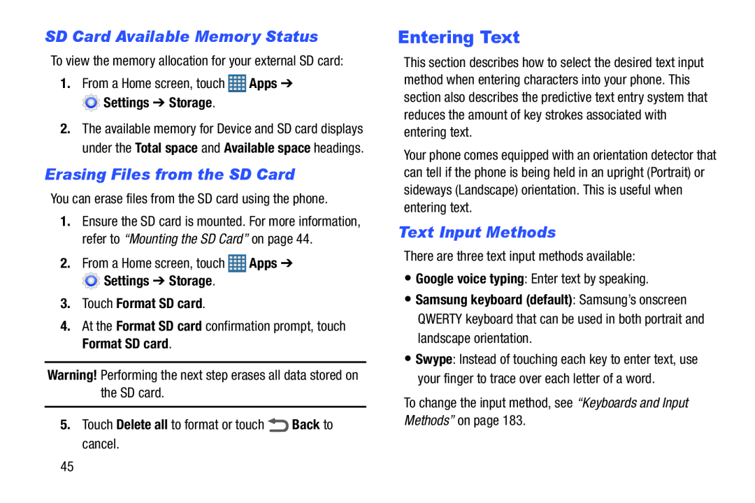 SD Card Available Memory Status Erasing Files from the SD Card