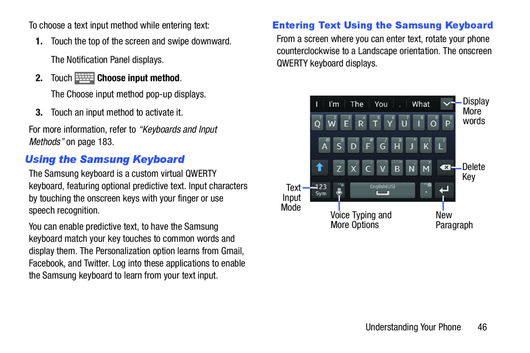 Using the Samsung Keyboard