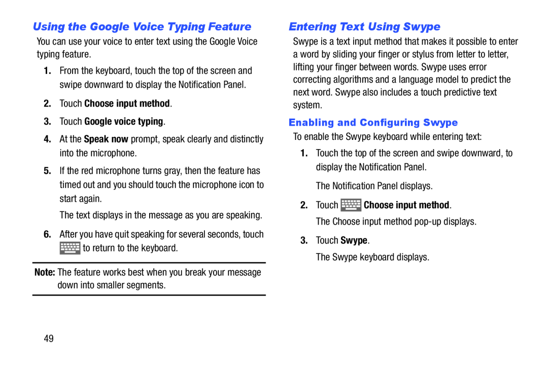 Using the Google Voice Typing Feature Entering Text Using Swype