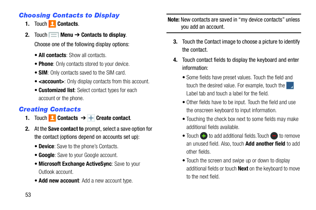 Choosing Contacts to Display Galaxy S III Developer Edition Verizon