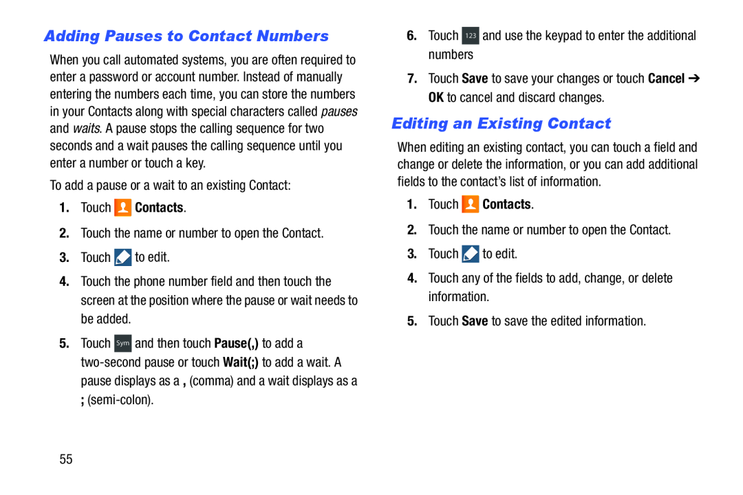 Adding Pauses to Contact Numbers Galaxy S III Developer Edition Verizon