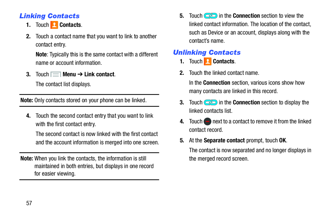 Unlinking Contacts Galaxy S III Developer Edition Verizon