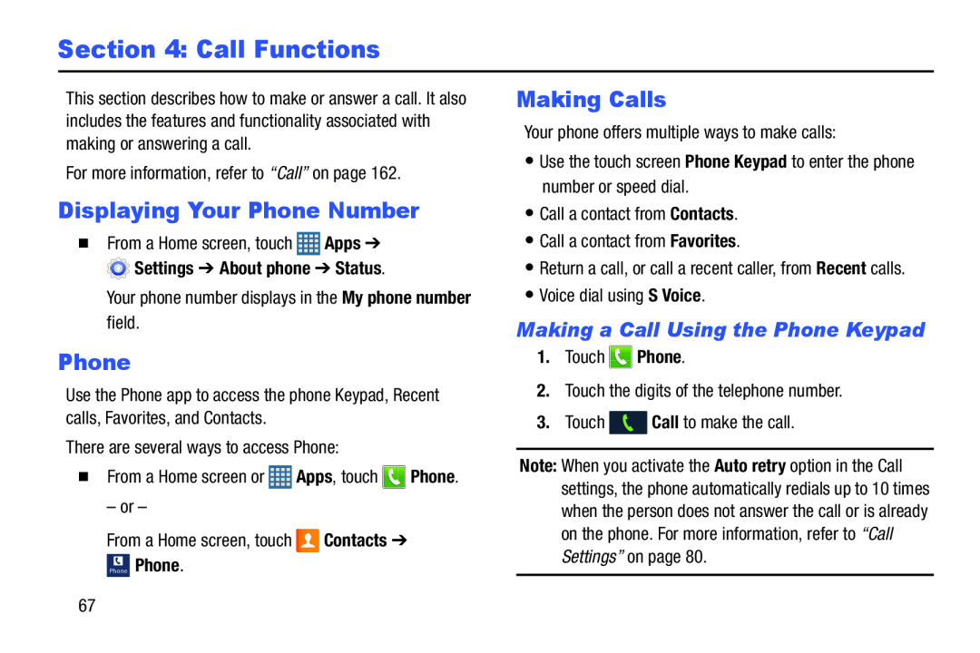 Section 4: Call Functions Galaxy S III Developer Edition Verizon