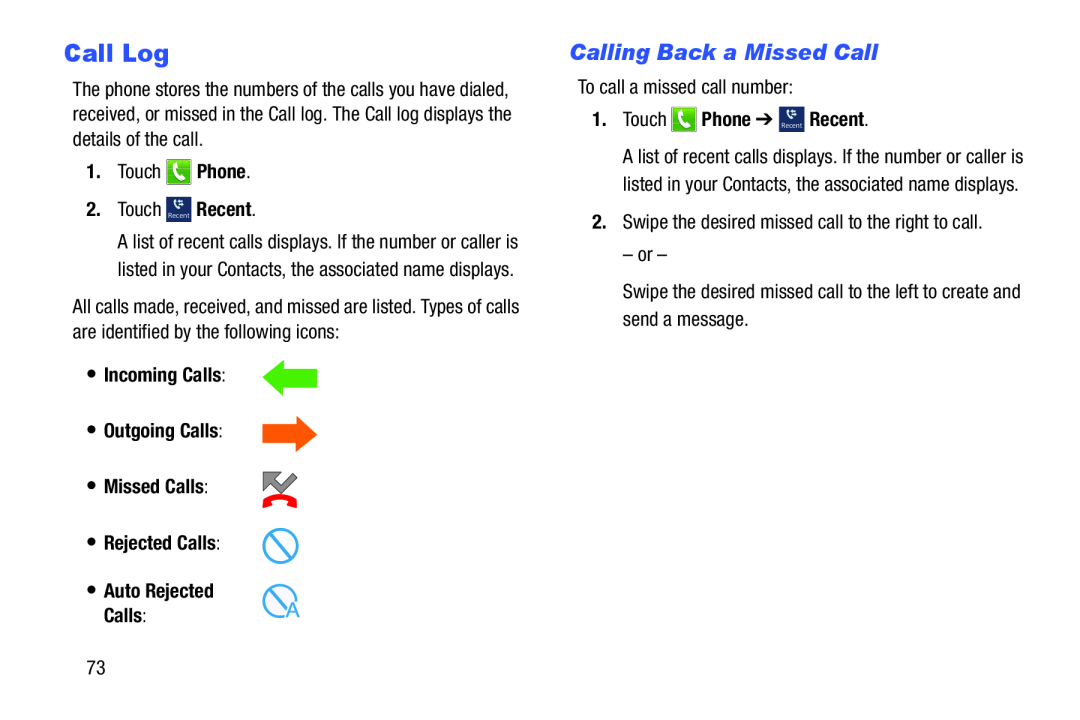 Calling Back a Missed Call Call Log