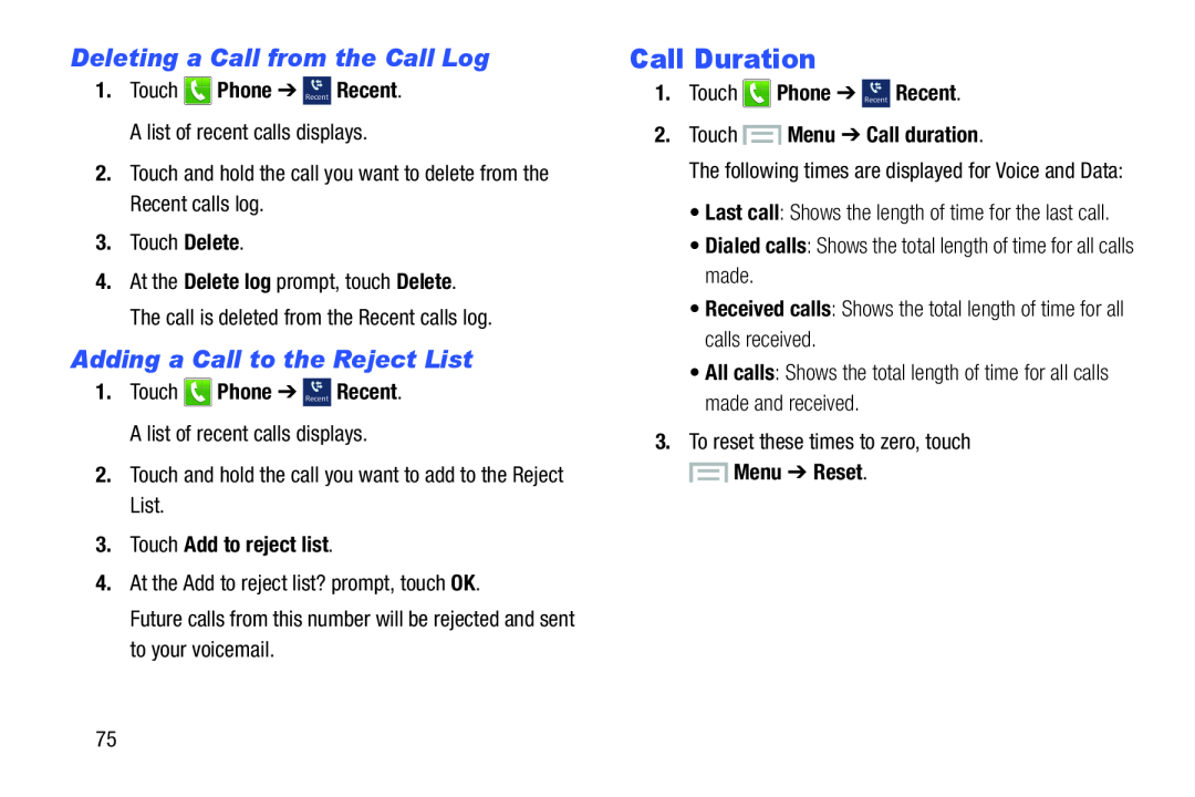 Deleting a Call from the Call Log Galaxy S III Developer Edition Verizon