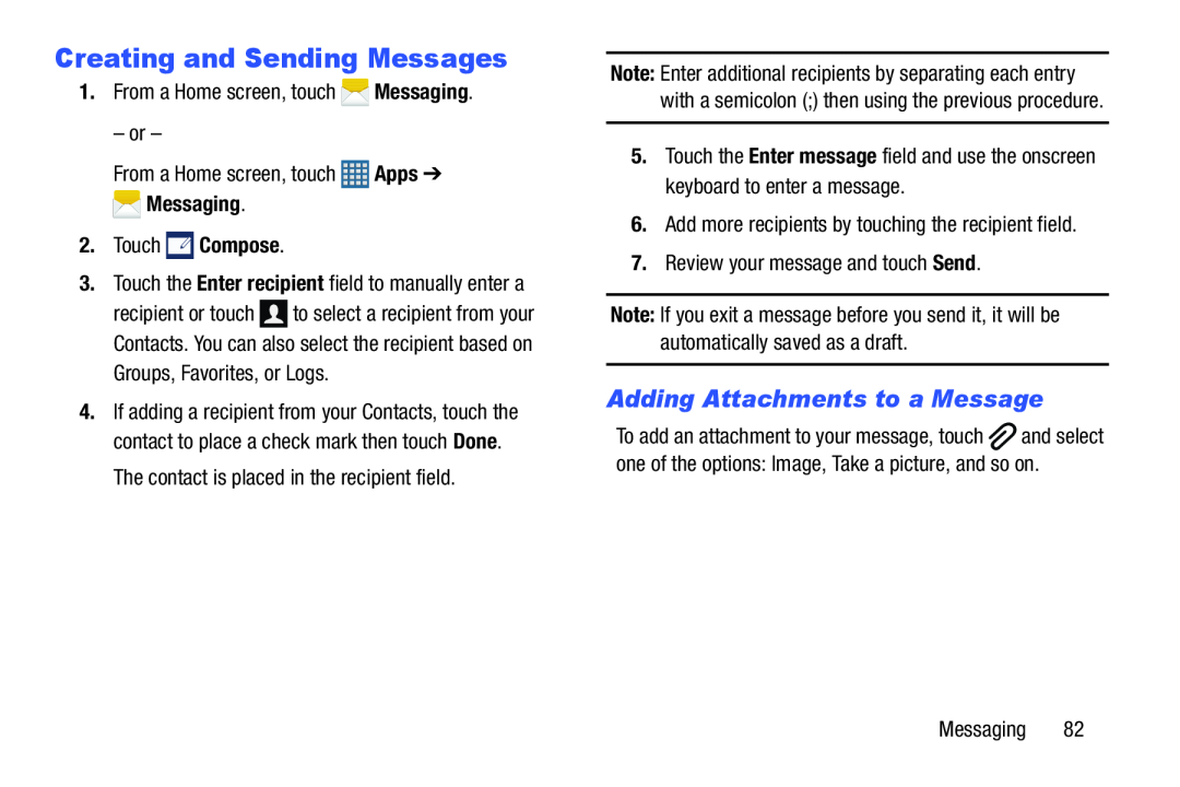 Adding Attachments to a Message Creating and Sending Messages