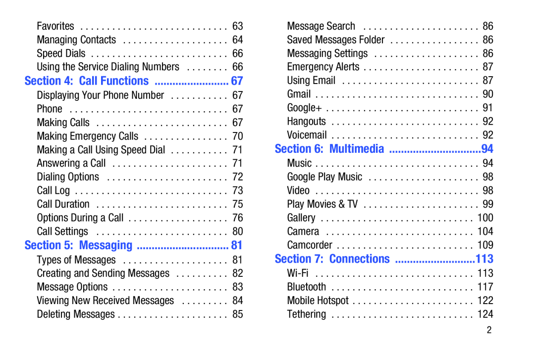 Section 4: Call Functions Section 6: Multimedia