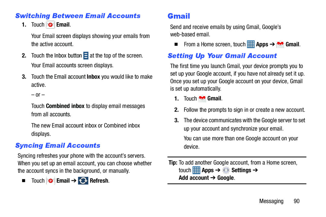 Switching Between Email Accounts Syncing Email Accounts