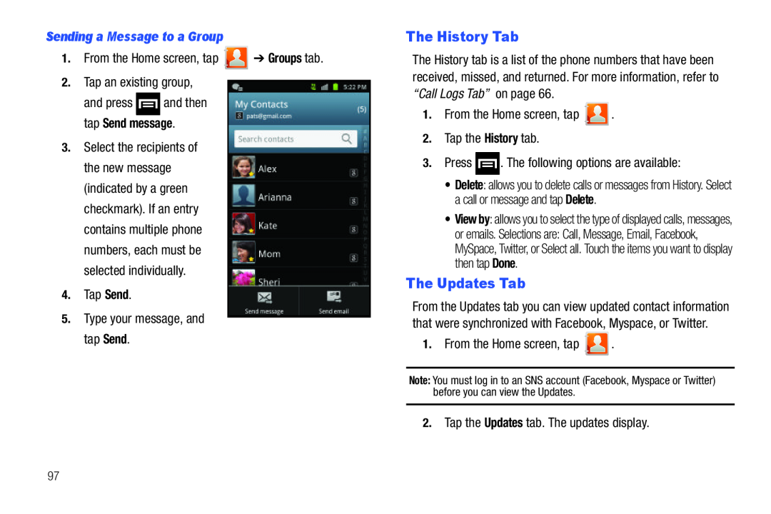 The History Tab Galaxy S T-Mobile