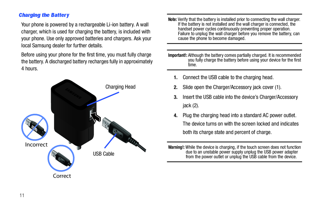 Charging the Battery Galaxy S T-Mobile