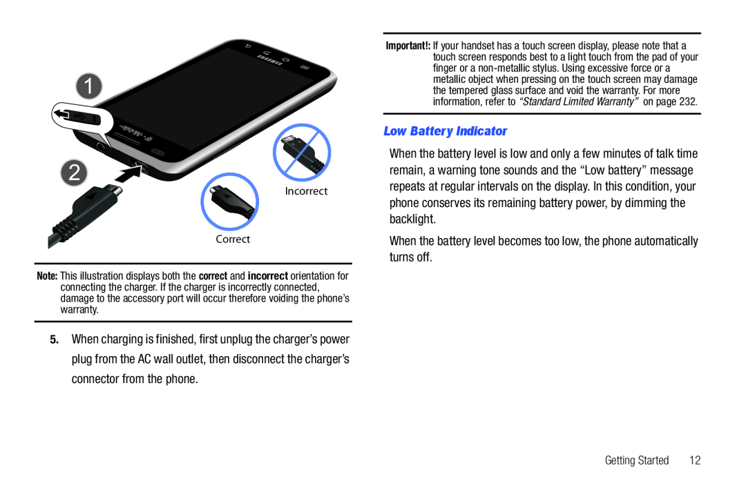 Low Battery Indicator Galaxy S T-Mobile