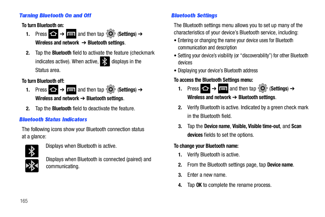 To turn Bluetooth on: Galaxy S T-Mobile