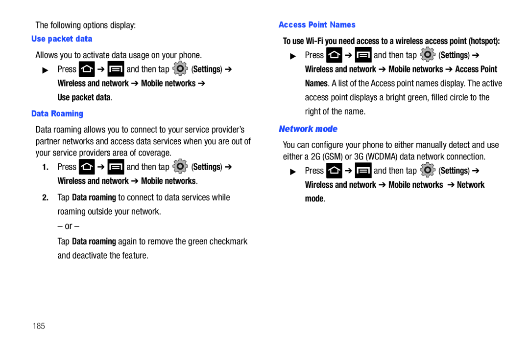 Use packet data Galaxy S T-Mobile