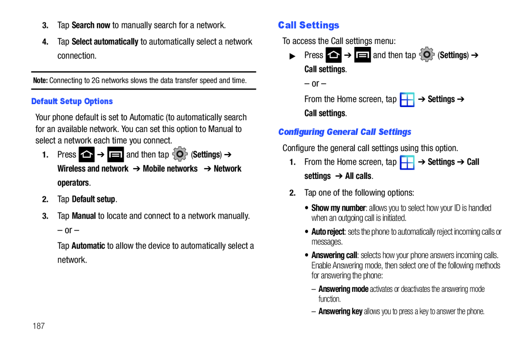 Call Settings Galaxy S T-Mobile