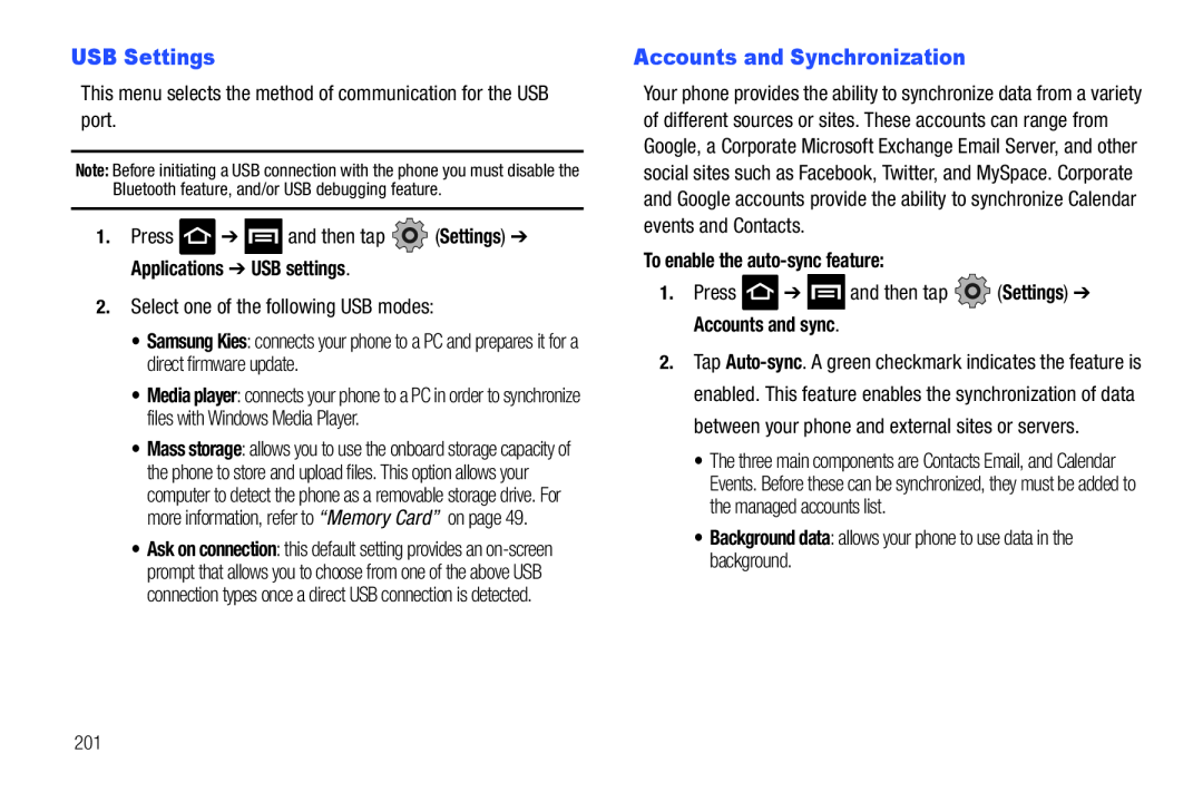 Accounts and Synchronization Galaxy S T-Mobile