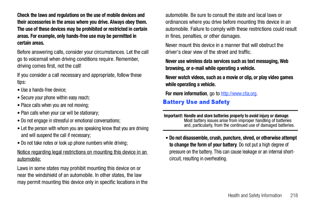 Battery Use and Safety Galaxy S T-Mobile