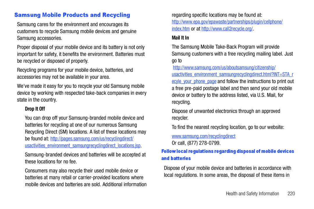 Samsung Mobile Products and Recycling Galaxy S T-Mobile