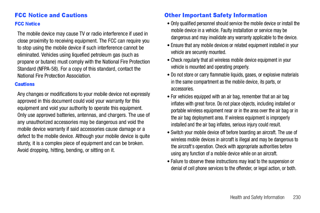 FCC Notice and Cautions Galaxy S T-Mobile