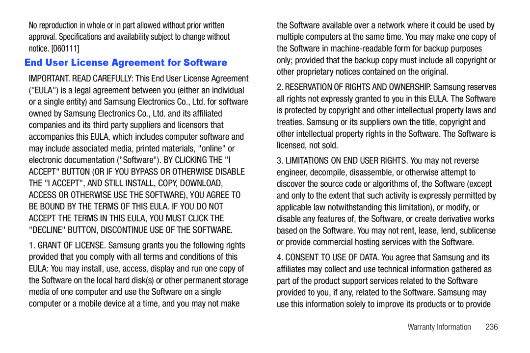 End User License Agreement for Software Galaxy S T-Mobile