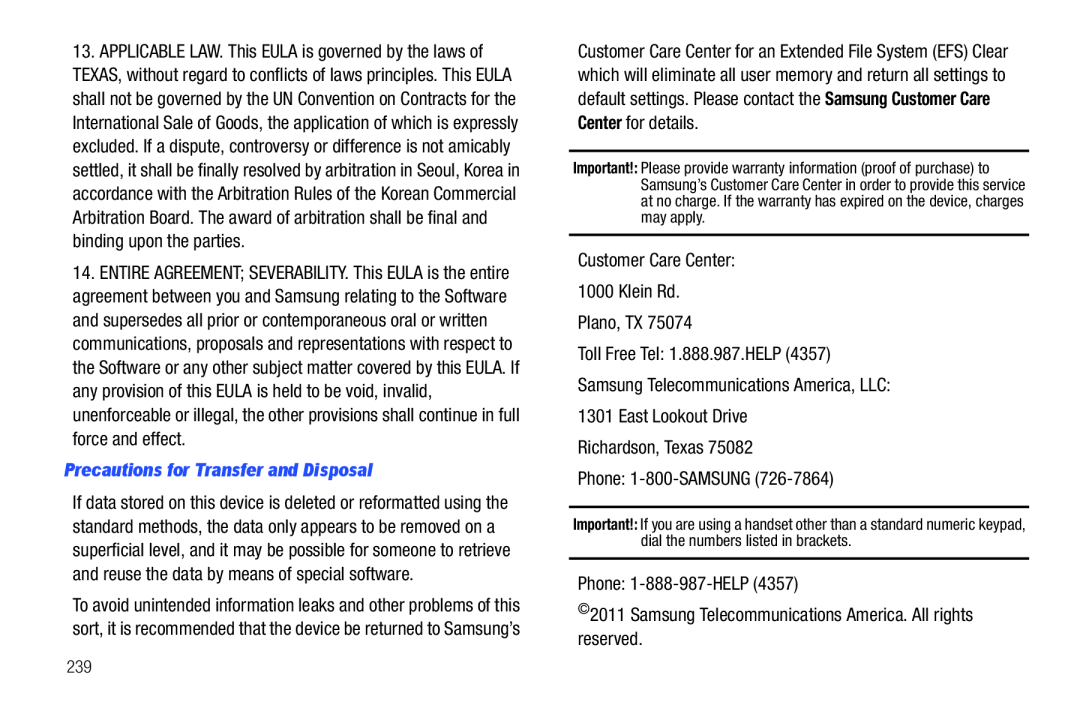 Precautions for Transfer and Disposal Galaxy S T-Mobile