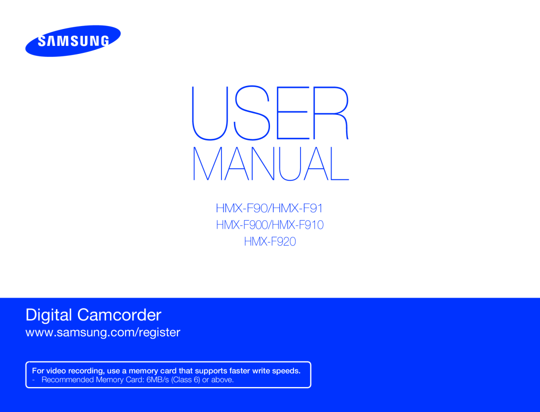 www.samsung.com/register Hand Held Camcorder HMX-F90