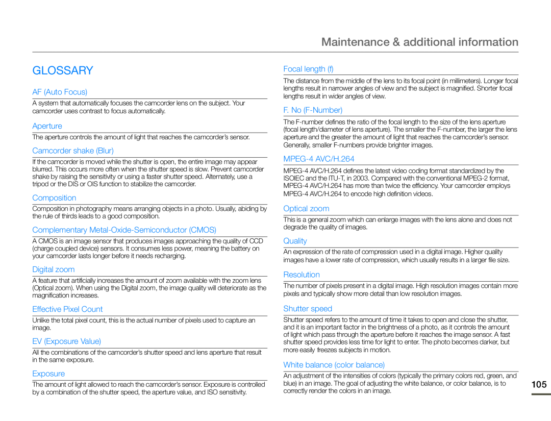 GLOSSARY Hand Held Camcorder HMX-F90