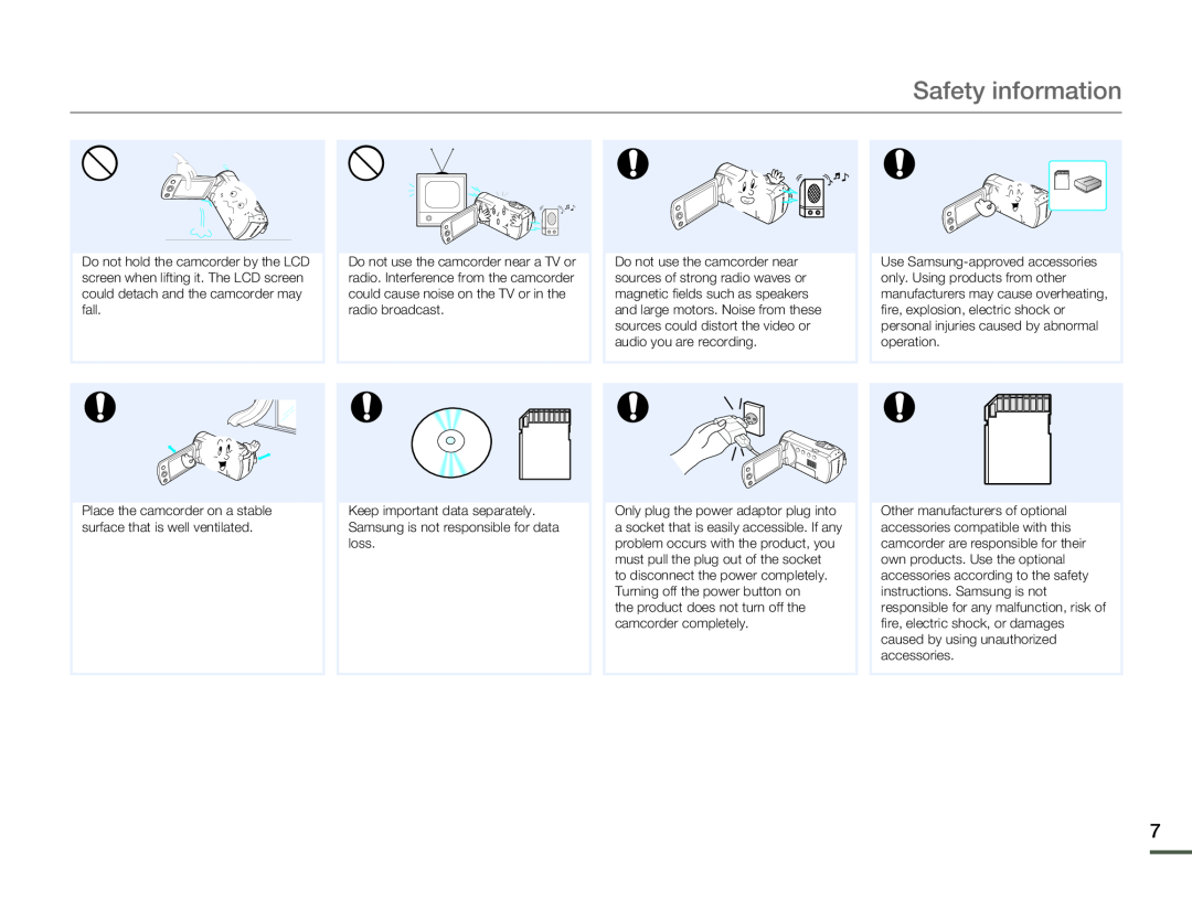 Safety information Hand Held Camcorder HMX-F90