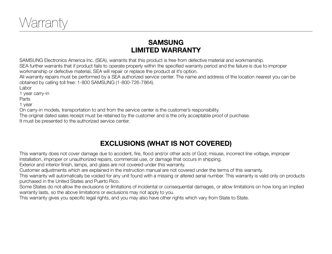 Warranty Hand Held Camcorder HMX-F90