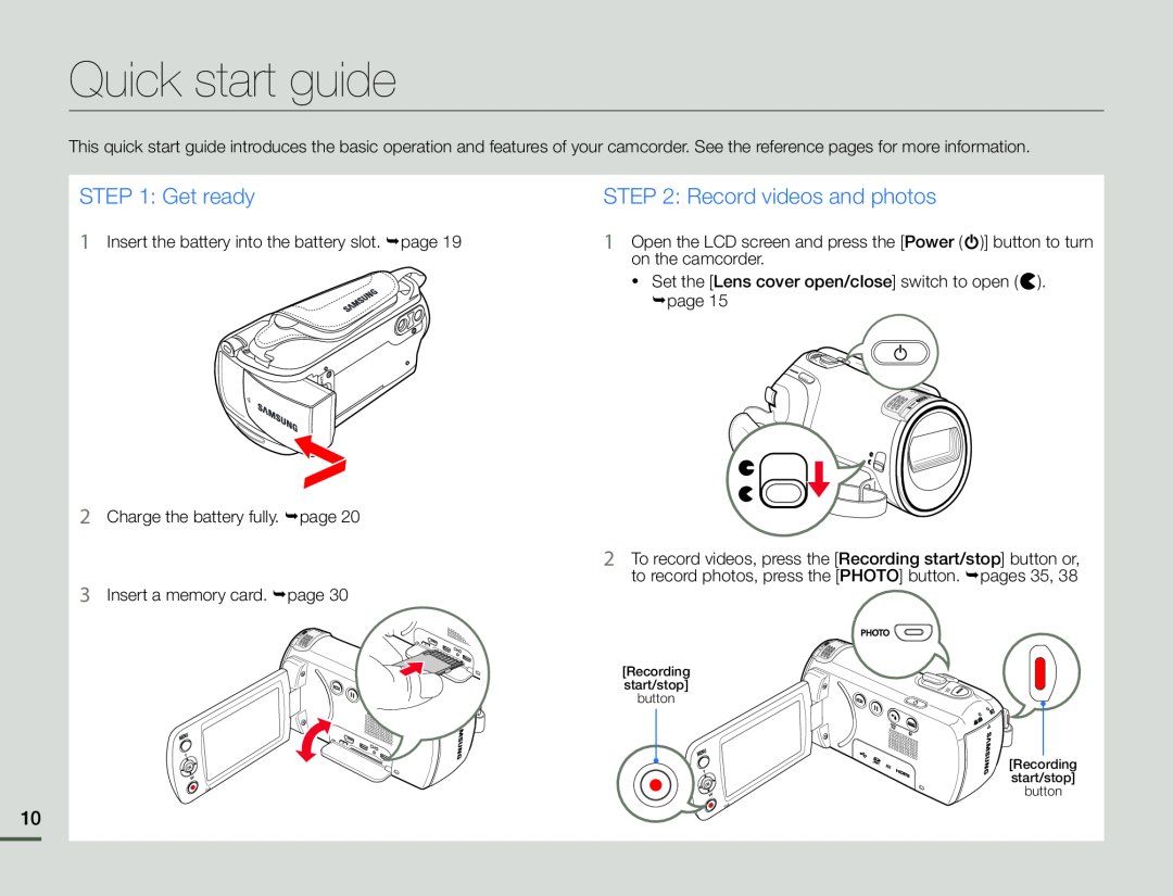 Quick start guide Hand Held Camcorder HMX-F90