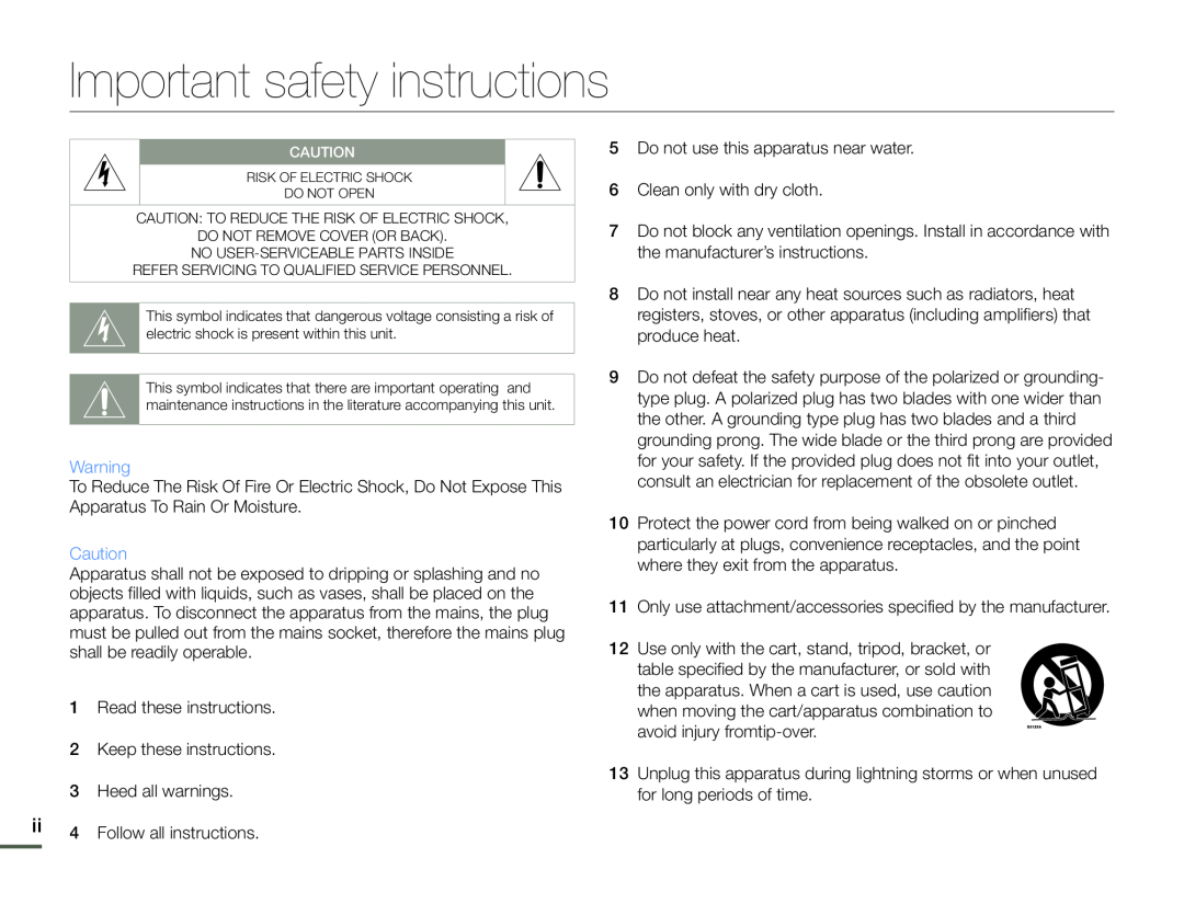 Important safety instructions Hand Held Camcorder HMX-F90