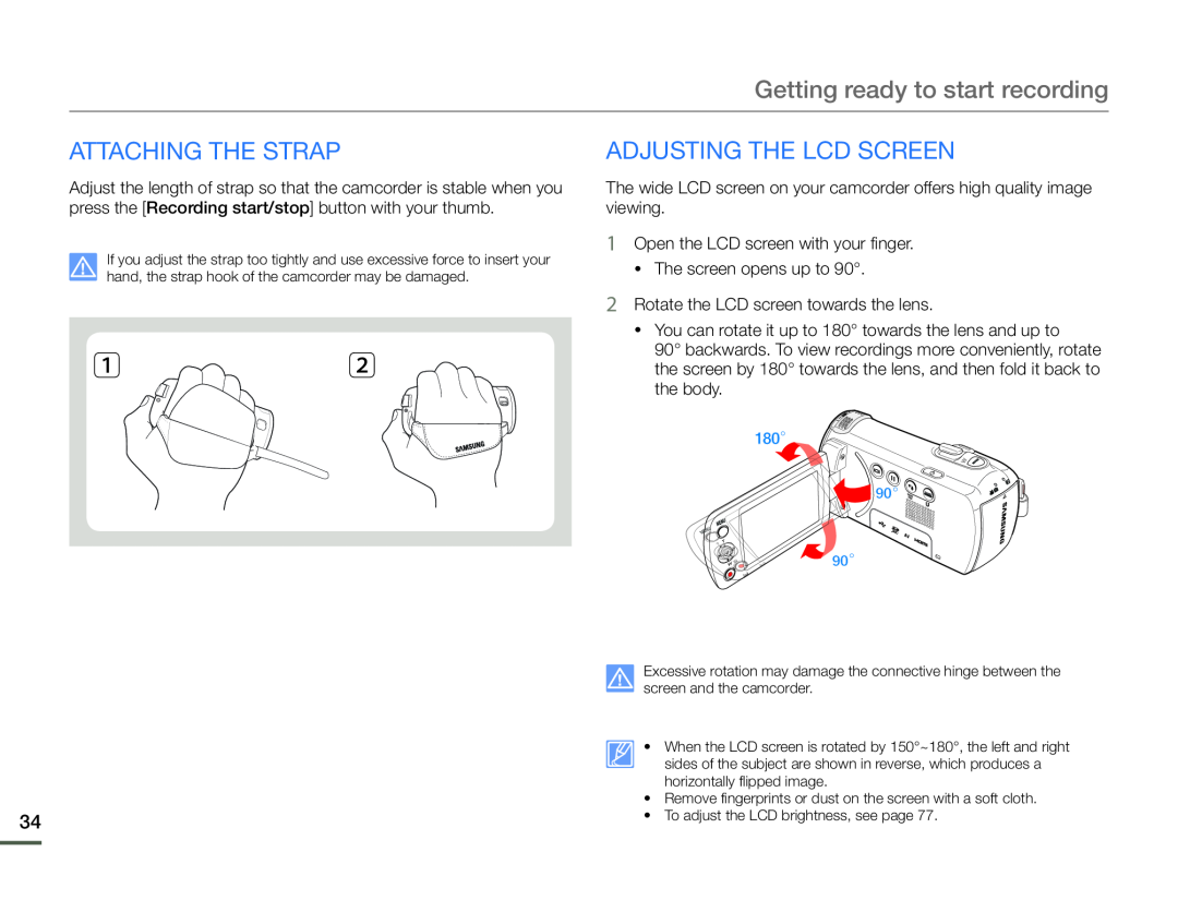 ATTACHING THE STRAP Hand Held Camcorder HMX-F90