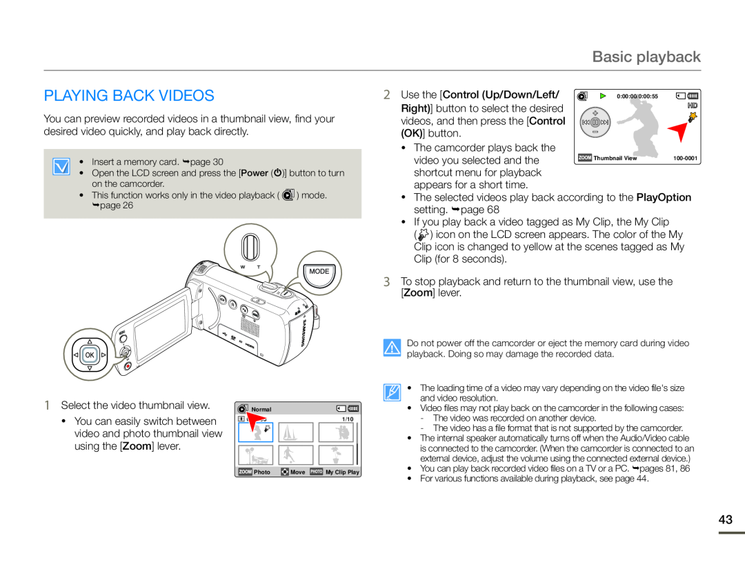 PLAYING BACK VIDEOS Hand Held Camcorder HMX-F90