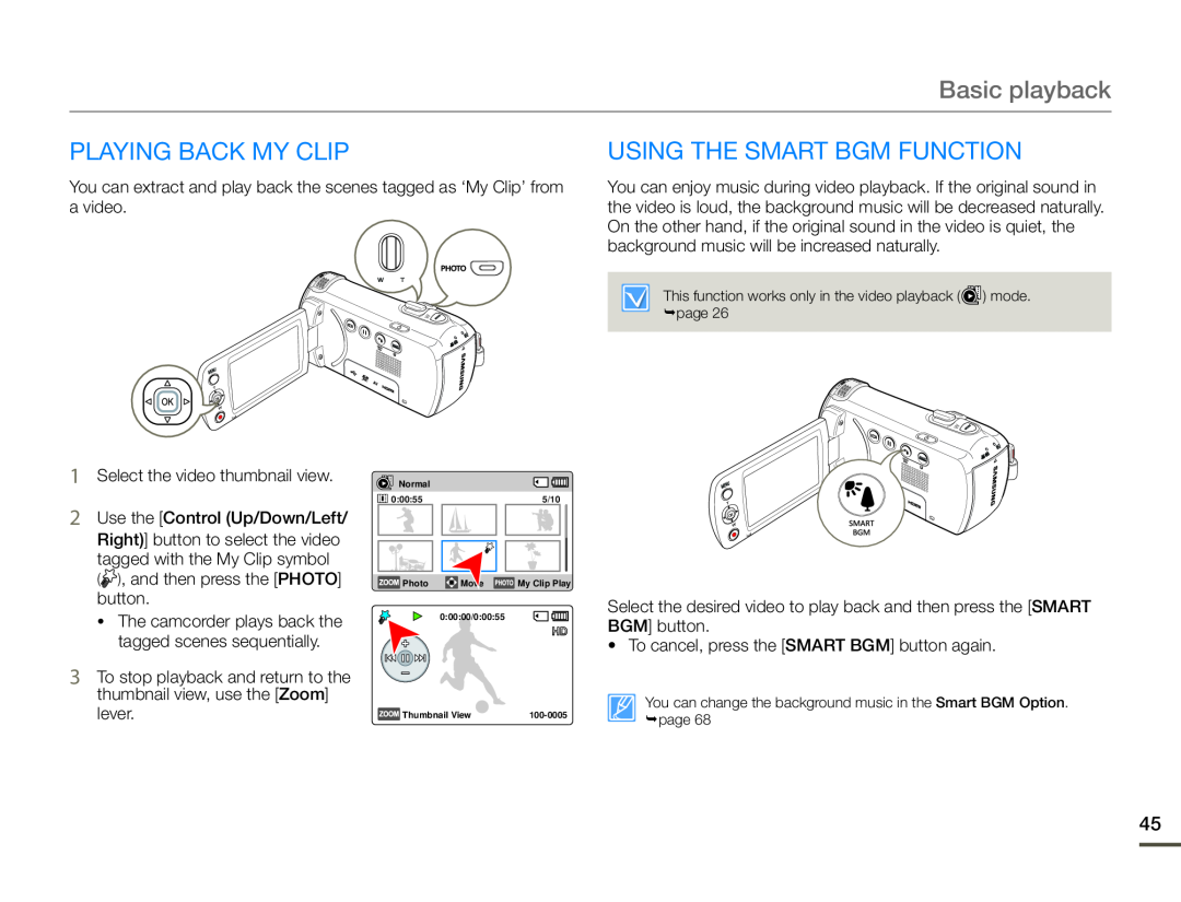 PLAYING BACK My Clip USING THE SMART BGM FUNCTION