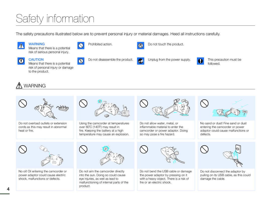 WARNING Safety information