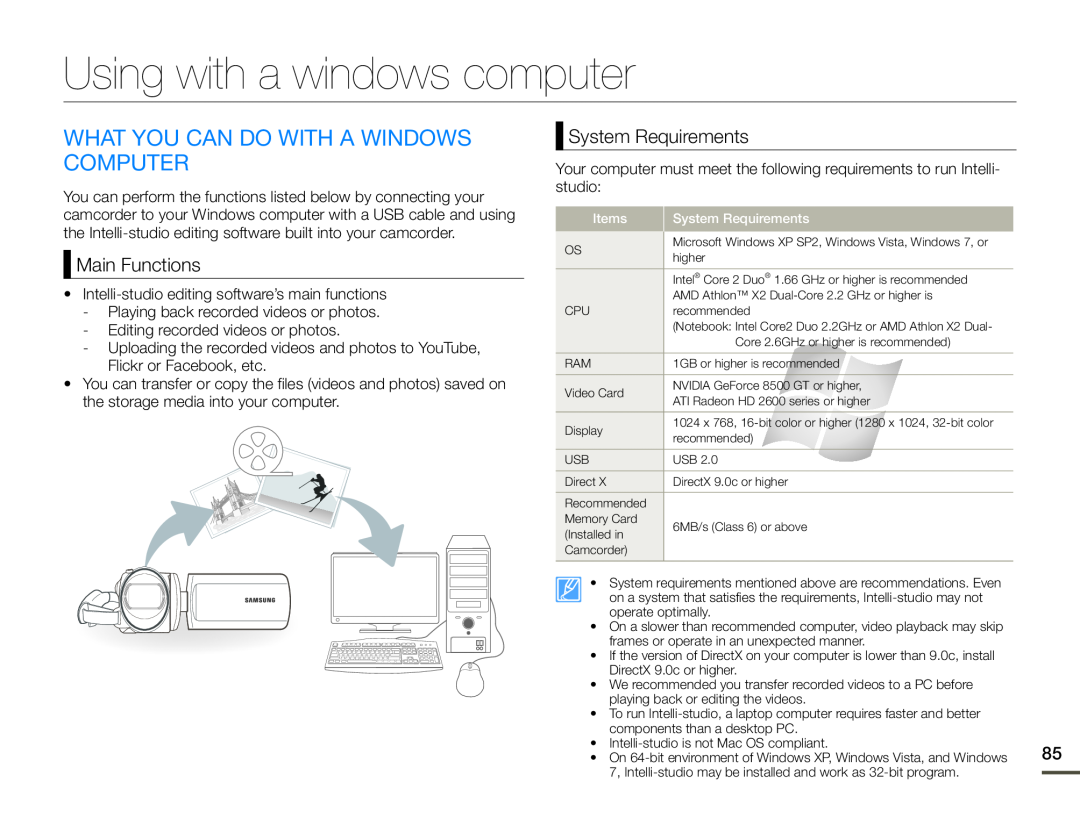 Using with a windows computer Hand Held Camcorder HMX-F90