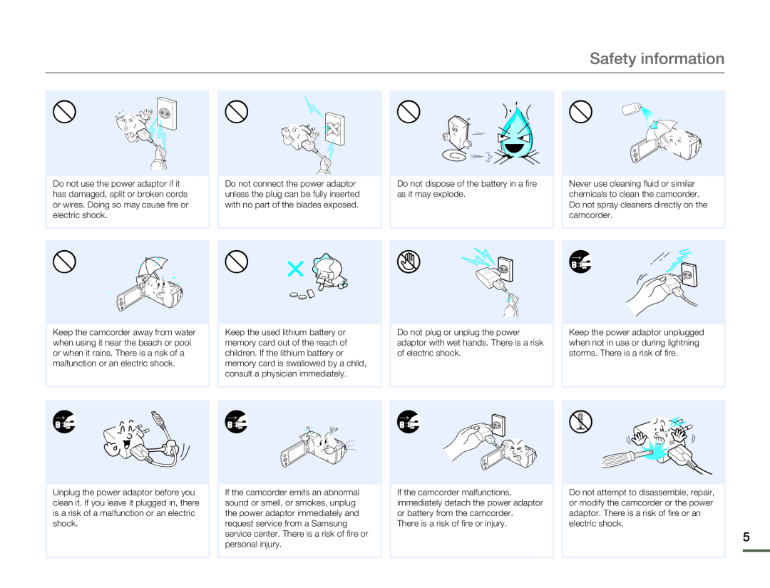 Safety information Hand Held Camcorder HMX-F90