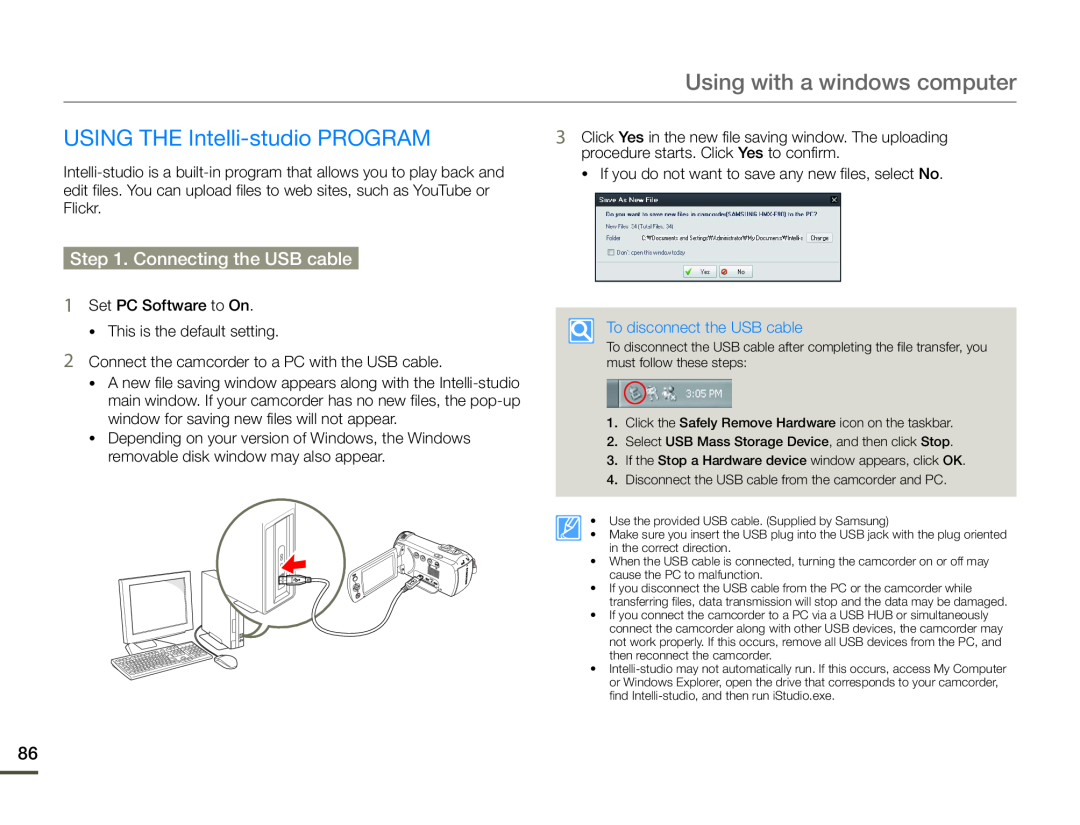 Step 1. Connecting the USB cable USING THE Intelli-studioPROGRAM