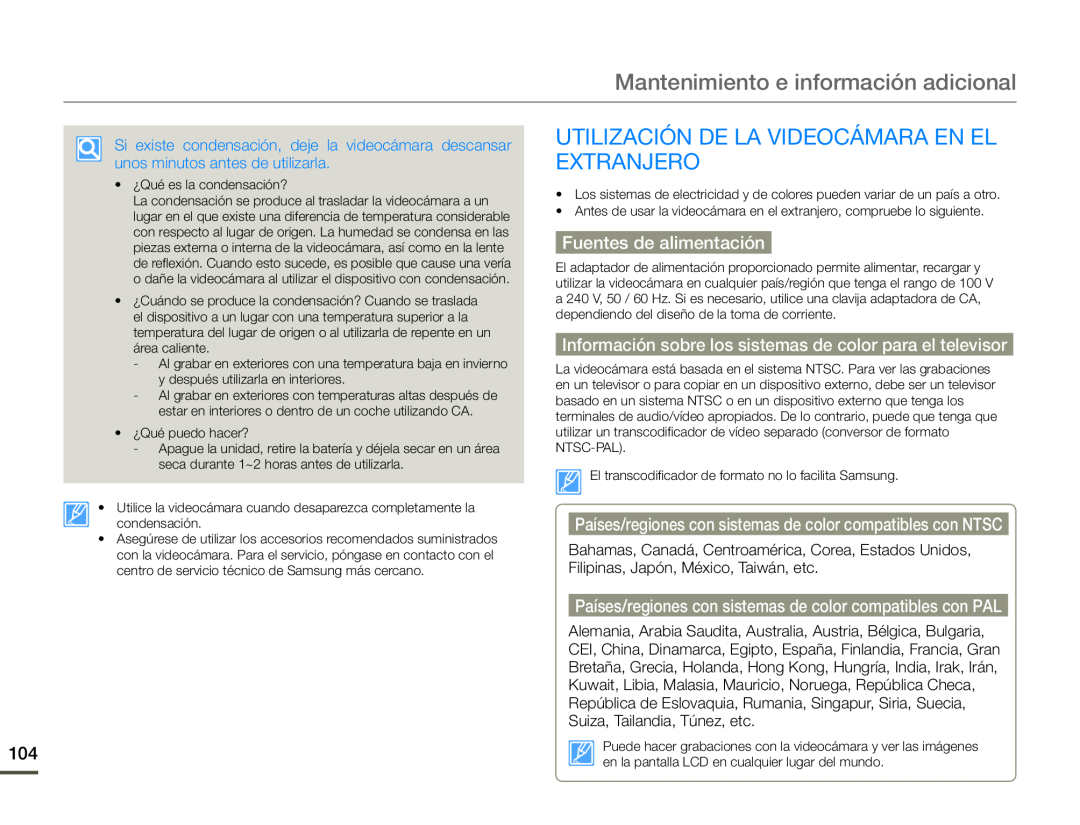 Información sobre los sistemas de color para el televisor Hand Held Camcorder HMX-F90