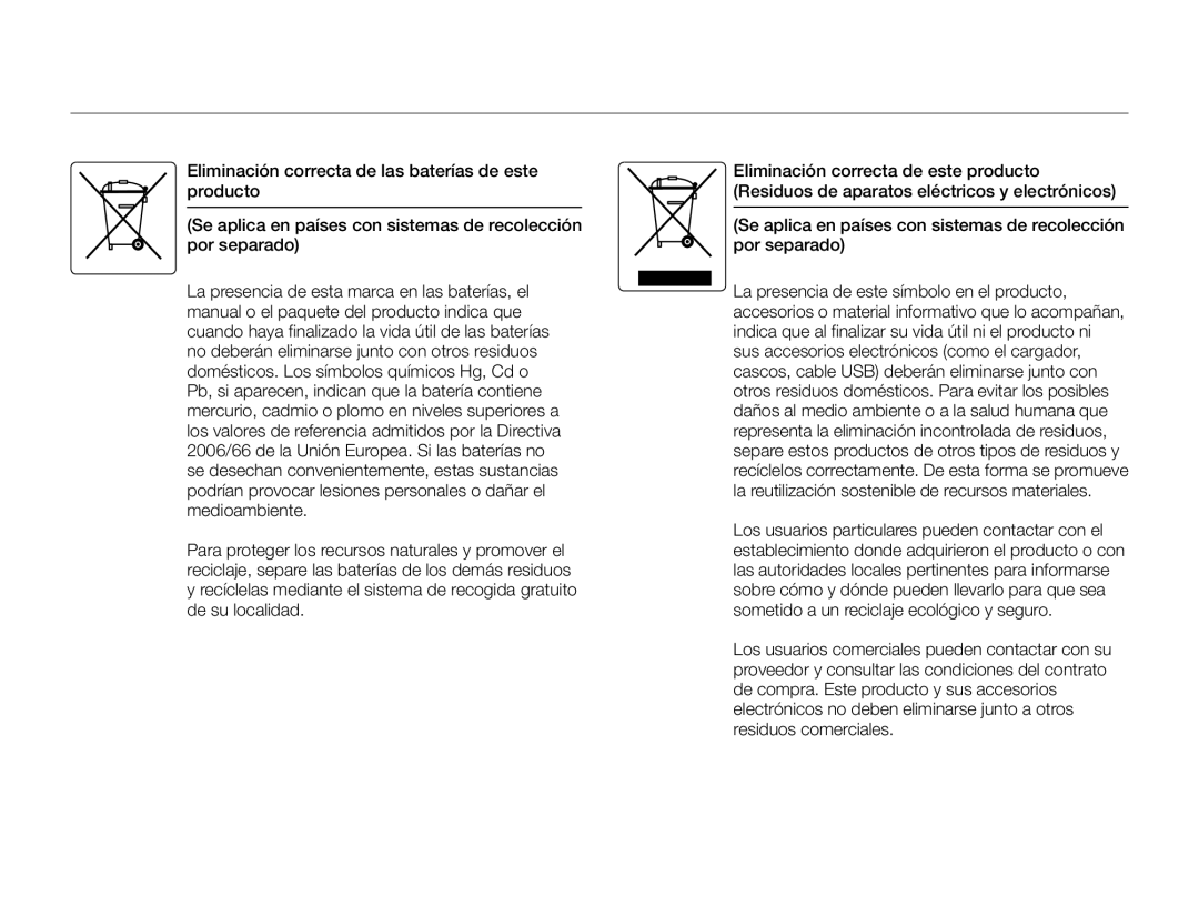 Eliminación correcta de las baterías de este producto (Se aplica en países con sistemas de recolección por separado)