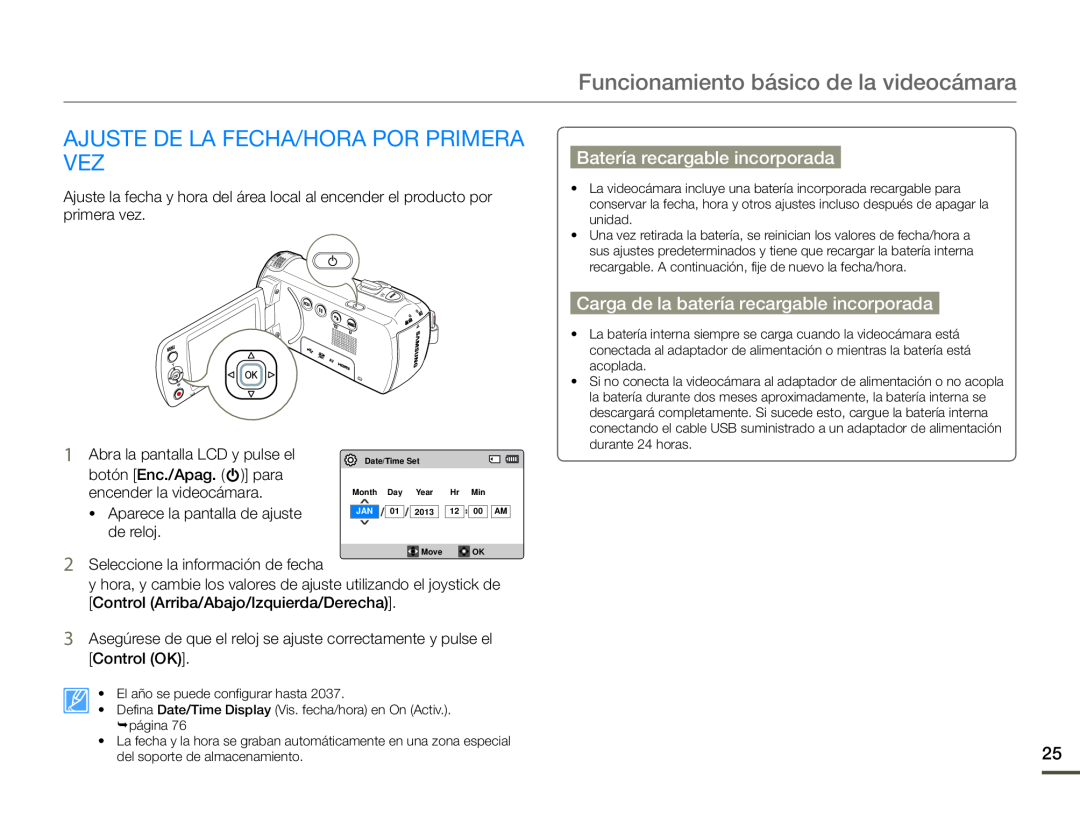 Funcionamiento básico de la videocámara Hand Held Camcorder HMX-F90